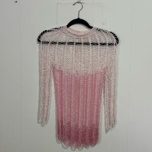 Karen Millen UK Pink Ombré Beaded Long Sleeve Top Small Art